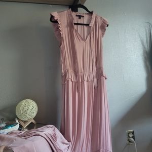 Women's Pink Soft Satin Maxi Dress Banana Republic Long dress